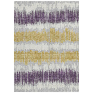 Homeroots 3' Artichoke Green And Ivory Striped Washable Area Rug - Perfect For Indoor And Outdoor Spaces! 9' X 12' Polyester 585164