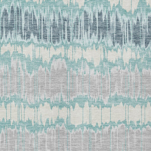 Homeroots 3' Artichoke Green And Ivory Striped Washable Area Rug - Perfect For Indoor And Outdoor Spaces! 3' X 5' Polyester 585166