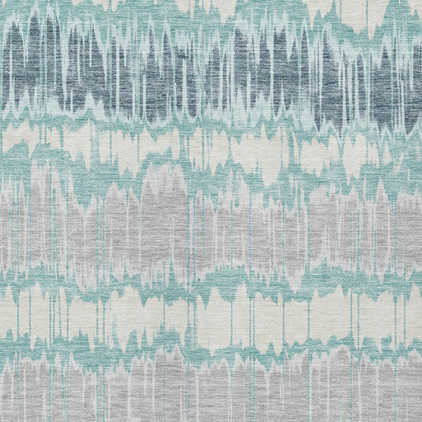 Homeroots 3' Artichoke Green And Ivory Striped Washable Area Rug - Perfect For Indoor And Outdoor Spaces! 3' X 5' Polyester 585166