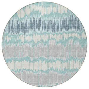 Homeroots 3' Artichoke Green And Ivory Striped Washable Area Rug - Perfect For Indoor And Outdoor Spaces! 8' Round Polyester 585168