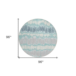 Homeroots 3' Artichoke Green And Ivory Striped Washable Area Rug - Perfect For Indoor And Outdoor Spaces! 8' Round Polyester 585168