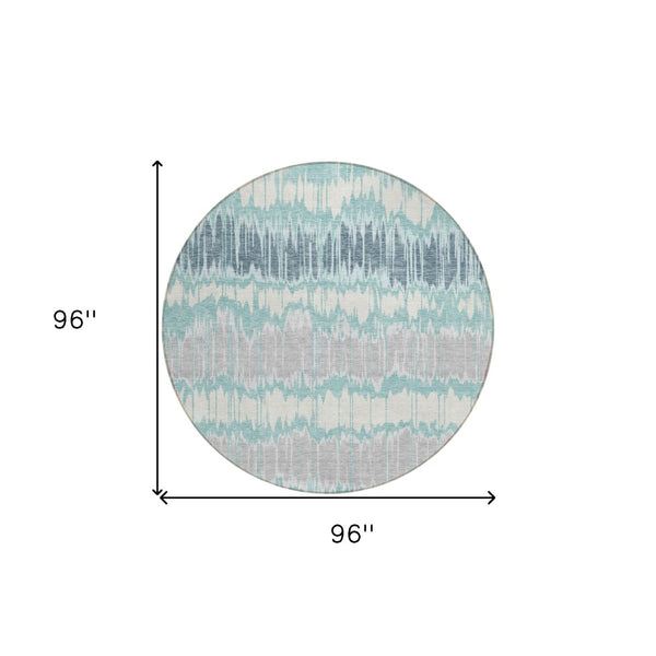 Homeroots 3' Artichoke Green And Ivory Striped Washable Area Rug - Perfect For Indoor And Outdoor Spaces! 8' Round Polyester 585168