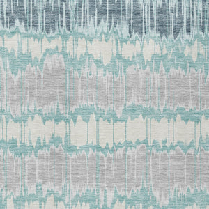 Homeroots 3' Artichoke Green And Ivory Striped Washable Area Rug - Perfect For Indoor And Outdoor Spaces! 8' X 10' Polyester 585169