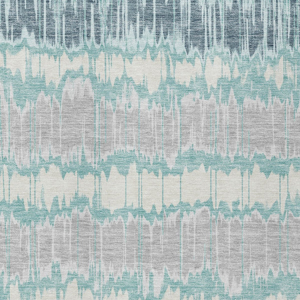 Homeroots 3' Artichoke Green And Ivory Striped Washable Area Rug - Perfect For Indoor And Outdoor Spaces! 8' X 10' Polyester 585169