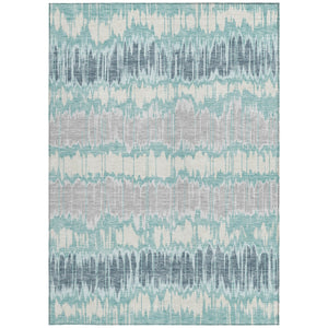 Homeroots 3' Artichoke Green And Ivory Striped Washable Area Rug - Perfect For Indoor And Outdoor Spaces! 10' X 14' Polyester 585171