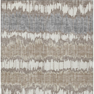 Homeroots 3' Artichoke Green And Ivory Striped Washable Area Rug - Perfect For Indoor And Outdoor Spaces! 5' X 8' Polyester 585173