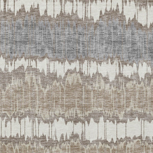 Homeroots 3' Artichoke Green And Ivory Striped Washable Area Rug - Perfect For Indoor And Outdoor Spaces! 5' X 8' Polyester 585173