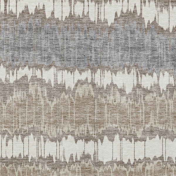 Homeroots 3' Artichoke Green And Ivory Striped Washable Area Rug - Perfect For Indoor And Outdoor Spaces! 5' X 8' Polyester 585173