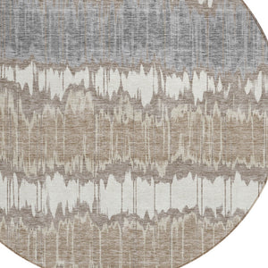 Homeroots 3' Artichoke Green And Ivory Striped Washable Area Rug - Perfect For Indoor And Outdoor Spaces! 8' Round Polyester 585174