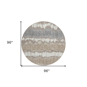 Homeroots 3' Artichoke Green And Ivory Striped Washable Area Rug - Perfect For Indoor And Outdoor Spaces! 8' Round Polyester 585174