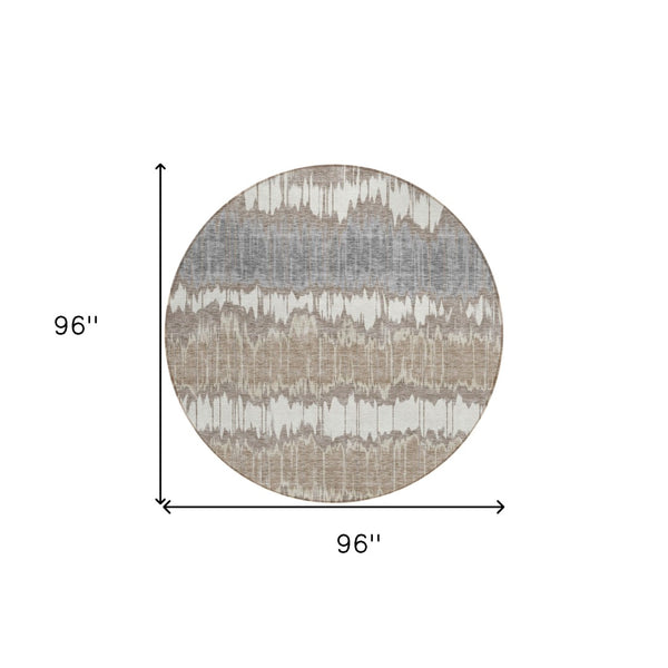 Homeroots 3' Artichoke Green And Ivory Striped Washable Area Rug - Perfect For Indoor And Outdoor Spaces! 8' Round Polyester 585174