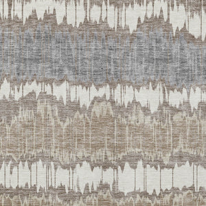 Homeroots 3' Artichoke Green And Ivory Striped Washable Area Rug - Perfect For Indoor And Outdoor Spaces! 8' X 10' Polyester 585175