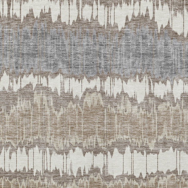 Homeroots 3' Artichoke Green And Ivory Striped Washable Area Rug - Perfect For Indoor And Outdoor Spaces! 8' X 10' Polyester 585175