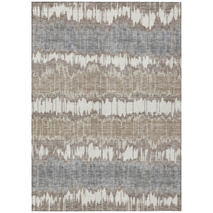 HomeRoots 9' Stylish Taupe Brown and Ivory Striped Washable Area Rug for Indoor and Outdoor Use, Durable Design 9' X 12' 585176