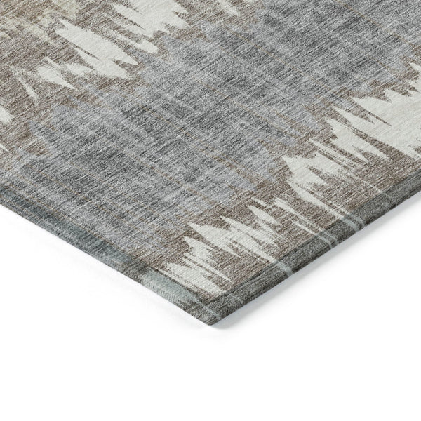 Homeroots 3' Artichoke Green And Ivory Striped Washable Area Rug - Perfect For Indoor And Outdoor Spaces! 9' X 12' Polyester 585176