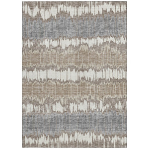 Homeroots 3' Artichoke Green And Ivory Striped Washable Area Rug - Perfect For Indoor And Outdoor Spaces! 10' X 14' Polyester 585177