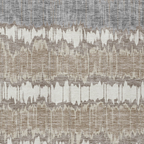 Homeroots 3' Artichoke Green And Ivory Striped Washable Area Rug - Perfect For Indoor And Outdoor Spaces! 10' X 14' Polyester 585177