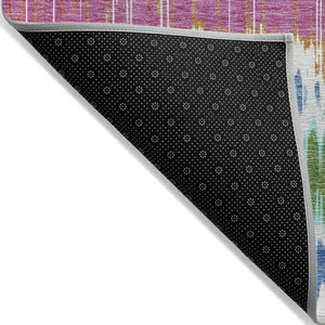 Homeroots 3' Artichoke Green And Ivory Striped Washable Area Rug - Perfect For Indoor And Outdoor Spaces! 3' X 5' Polyester 585178