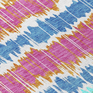 Homeroots 3' Artichoke Green And Ivory Striped Washable Area Rug - Perfect For Indoor And Outdoor Spaces! 3' X 5' Polyester 585178