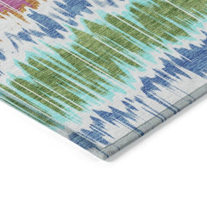 Homeroots 3' Artichoke Green And Ivory Striped Washable Area Rug - Perfect For Indoor And Outdoor Spaces! 8' Round Polyester 585180