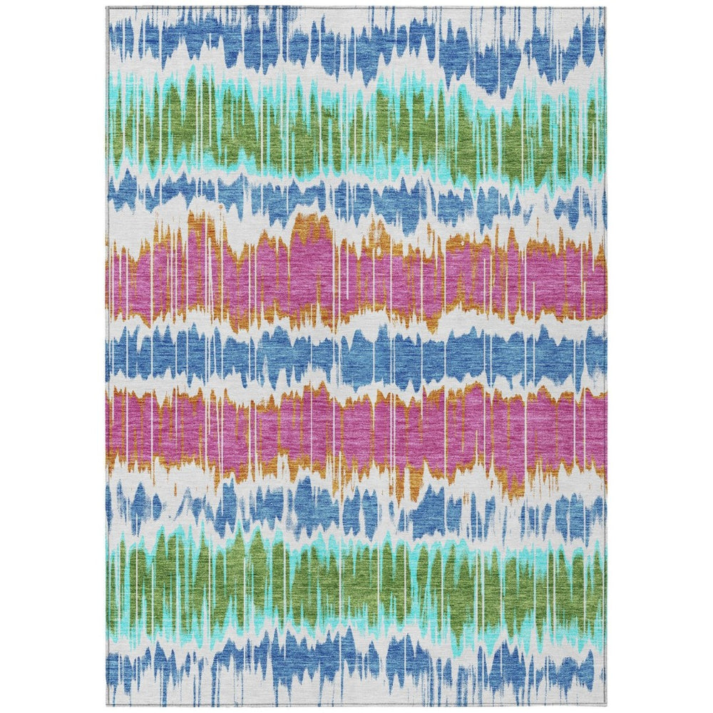 HomeRoots 5' Coastal Charm Washable Striped Area Rug – Durable, Stylish, Stain-Resistant for Indoor & Outdoor Use 10' X 14' 585183