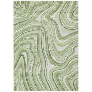 HomeRoots 9' Artichoke Green Abstract Area Rug - Durable, Washable Indoor/Outdoor Decor for Modern Spaces 9' X 12' 585188