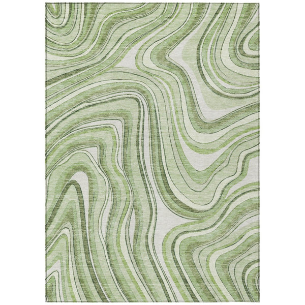 HomeRoots 9' Artichoke Green Abstract Area Rug - Durable, Washable Indoor/Outdoor Decor for Modern Spaces 9' X 12' 585188