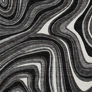 HomeRoots 5' Transform Your Space with a Modern Black Gray White Abstract Washable Area Rug for Indoor Outdoor Use 5' X 8' 585191