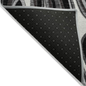 Homeroots 3' Artichoke Green And Ivory Abstract Washable Area Rug For Indoor And Outdoor Spaces, Durable Design 8' X 10' Polyester 585193