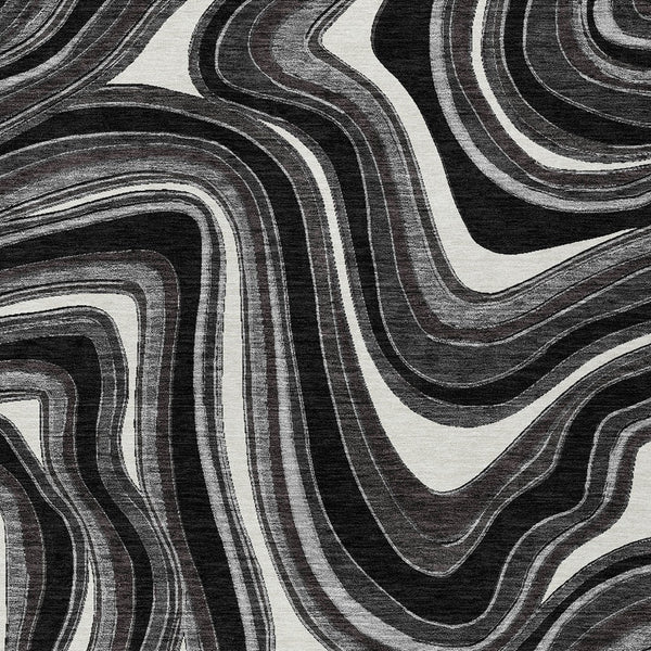 Homeroots 3' Artichoke Green And Ivory Abstract Washable Area Rug For Indoor And Outdoor Spaces, Durable Design 8' X 10' Polyester 585193