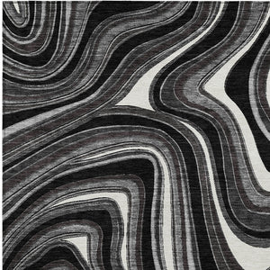 Homeroots 3' Artichoke Green And Ivory Abstract Washable Area Rug For Indoor And Outdoor Spaces, Durable Design 10' X 14' Polyester 585195