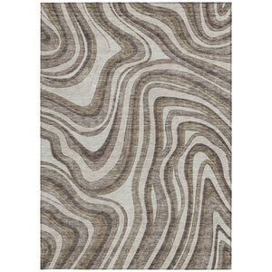 Homeroots 3' Artichoke Green And Ivory Abstract Washable Area Rug For Indoor And Outdoor Spaces, Durable Design 3' X 5' Polyester 585196