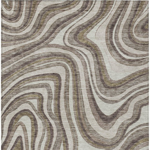 Homeroots 3' Artichoke Green And Ivory Abstract Washable Area Rug For Indoor And Outdoor Spaces, Durable Design 8' X 10' Polyester 585199
