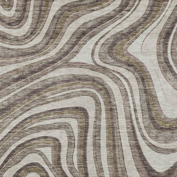 Homeroots 3' Artichoke Green And Ivory Abstract Washable Area Rug For Indoor And Outdoor Spaces, Durable Design 8' X 10' Polyester 585199