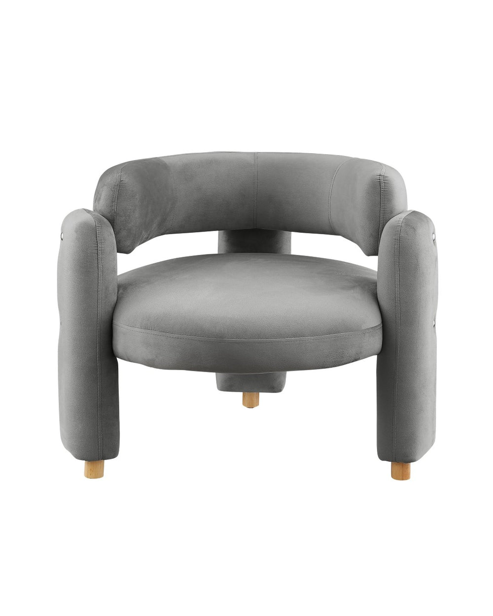 English Elm Accent Barrel Chair Curved Shelter Silhouette Upholstered Wood Frame Lounge Seating Grey W1420P194057