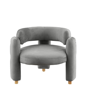 English Elm Accent Chair with Hollow Backrest for Ergonomic Support, Solid Wood Frame, Stylish Fabric Upholstery Grey W1420P194057