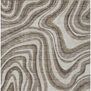Homeroots 3' Artichoke Green And Ivory Abstract Washable Area Rug For Indoor And Outdoor Spaces, Durable Design 9' X 12' Polyester 585200