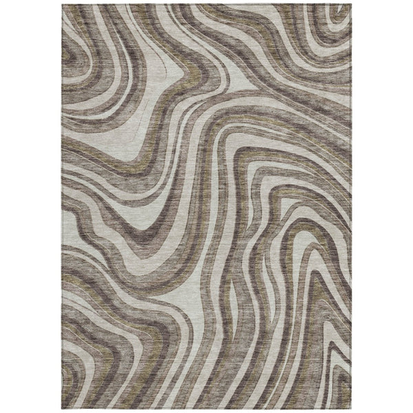 Homeroots 3' Artichoke Green And Ivory Abstract Washable Area Rug For Indoor And Outdoor Spaces, Durable Design 10' X 14' Polyester 585201