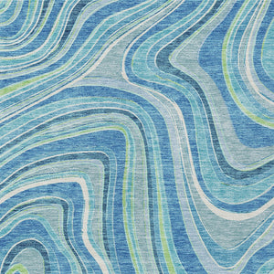 Homeroots 3' Artichoke Green And Ivory Abstract Washable Area Rug For Indoor And Outdoor Spaces, Durable Design 3' X 5' Polyester 585202