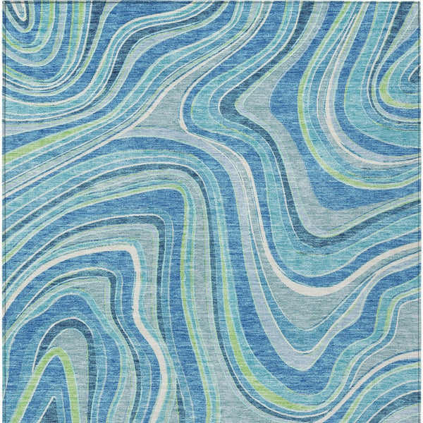 Homeroots 3' Artichoke Green And Ivory Abstract Washable Area Rug For Indoor And Outdoor Spaces, Durable Design 3' X 5' Polyester 585202
