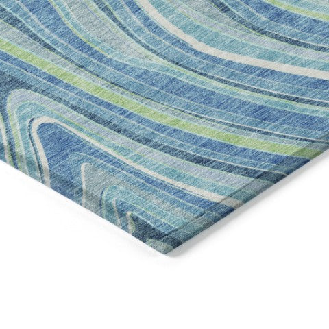 Homeroots 3' Artichoke Green And Ivory Abstract Washable Area Rug For Indoor And Outdoor Spaces, Durable Design 8' Round Polyester 585204