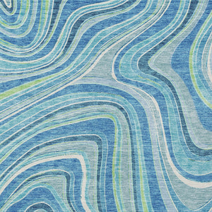 Homeroots 3' Artichoke Green And Ivory Abstract Washable Area Rug For Indoor And Outdoor Spaces, Durable Design 9' X 12' Polyester 585206