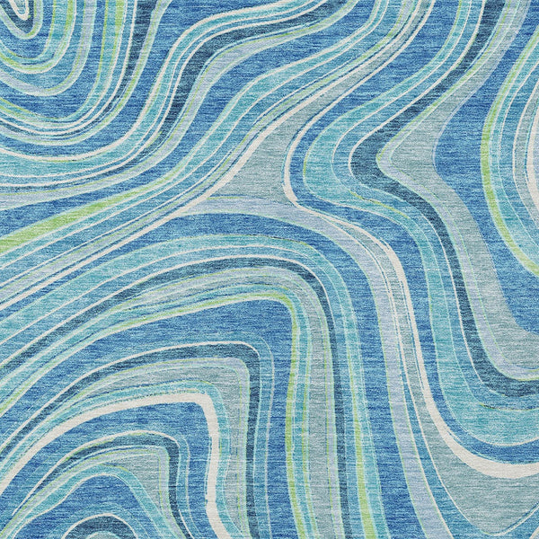 Homeroots 3' Artichoke Green And Ivory Abstract Washable Area Rug For Indoor And Outdoor Spaces, Durable Design 9' X 12' Polyester 585206