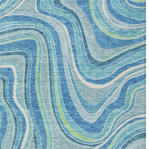 Homeroots 3' Artichoke Green And Ivory Abstract Washable Area Rug For Indoor And Outdoor Spaces, Durable Design 10' X 14' Polyester 585207