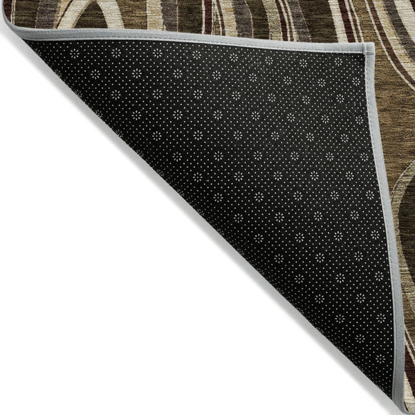 Homeroots 3' Artichoke Green And Ivory Abstract Washable Area Rug For Indoor And Outdoor Spaces, Durable Design 3' X 5' Polyester 585208