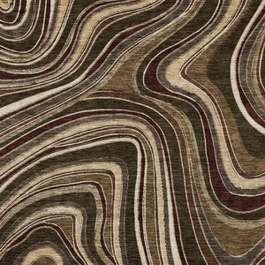 Homeroots 3' Artichoke Green And Ivory Abstract Washable Area Rug For Indoor And Outdoor Spaces, Durable Design 3' X 5' Polyester 585208