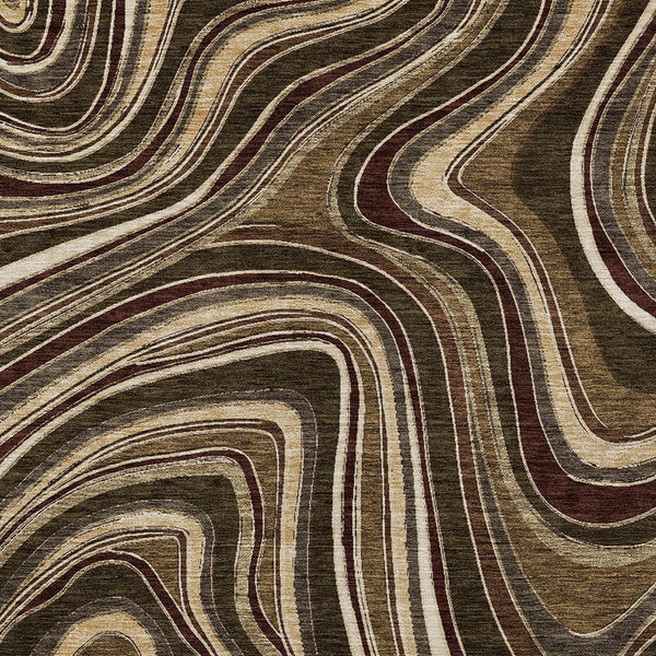 Homeroots 3' Artichoke Green And Ivory Abstract Washable Area Rug For Indoor And Outdoor Spaces, Durable Design 3' X 5' Polyester 585208