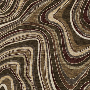 Homeroots 3' Artichoke Green And Ivory Abstract Washable Area Rug For Indoor And Outdoor Spaces, Durable Design 5' X 8' Polyester 585209