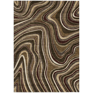 HomeRoots 5' Abstract Brown and Ivory Washable Area Rug - Stylish Indoor/Outdoor Decor for Modern Living Spaces 8' X 10' 585211