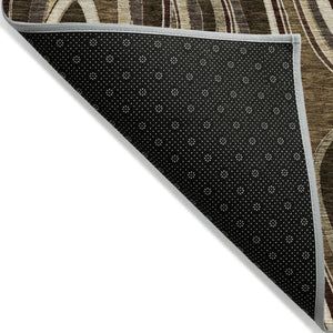 Homeroots 3' Artichoke Green And Ivory Abstract Washable Area Rug For Indoor And Outdoor Spaces, Durable Design 10' X 14' Polyester 585213